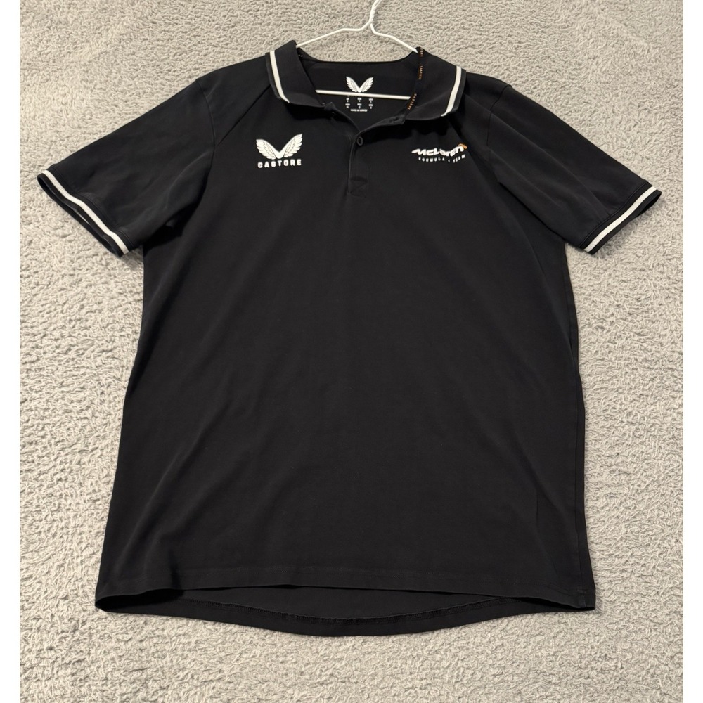 Castore‎ McLaren Formula 1 Team Polo Shirt Mens L Black Short Sleeve Logo